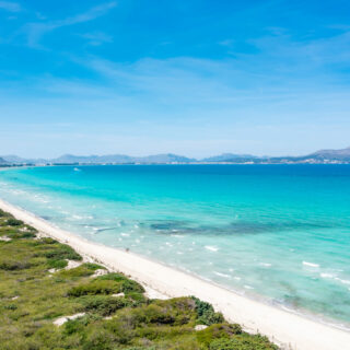 Top view of Playa de Muro beach, Mallorca