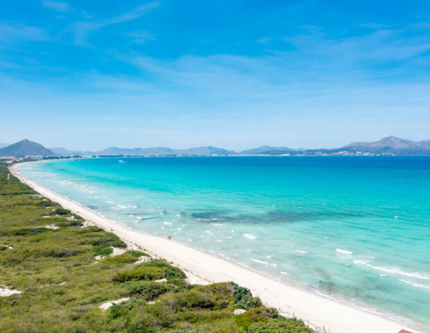 Top view of Playa de Muro beach, Mallorca