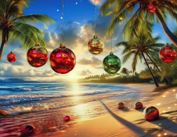 Weihnachtsschmuck am Strand