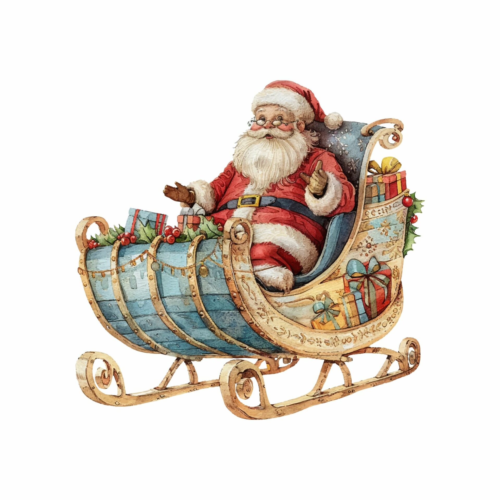 Weihnachtsmann Schlitten, Retrobild