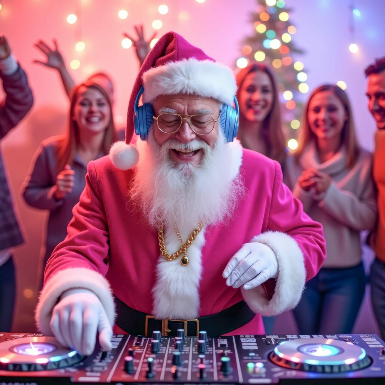Weihnachtsmann als DJ