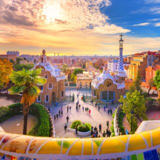 View of Park Güell at sunset