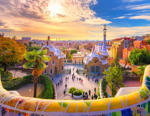 View of Park Güell at sunset