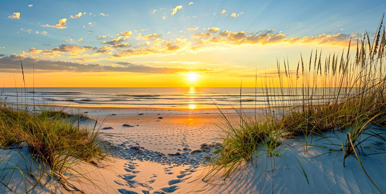 Urlaub an der Nordsee, Dünen mit Blick aufs Meer