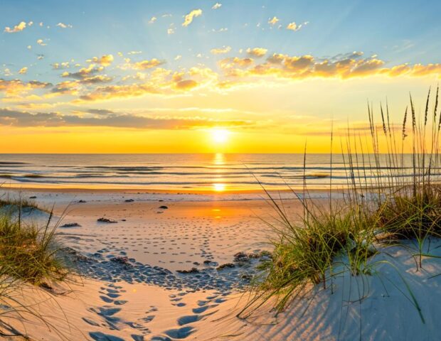 Urlaub an der Nordsee, Dünen mit Blick aufs Meer