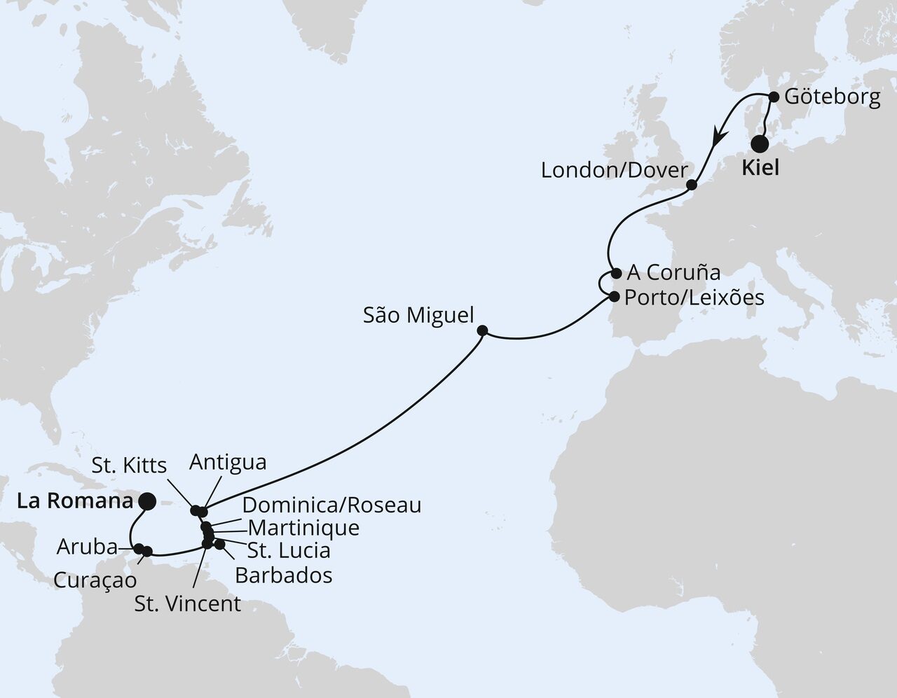 AIDAbella Dom. Rep. nach Kiel