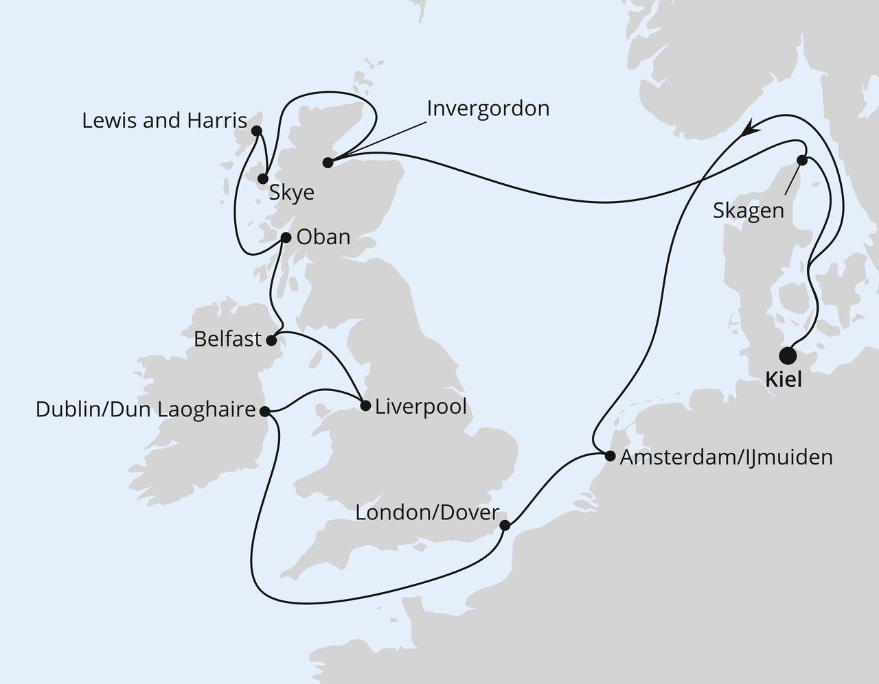 AIDAbella Großbritannien und Irland ab Kiel