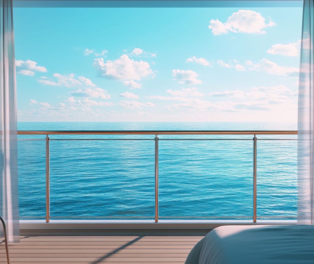 Außenkabine mit Balkon, Kreuzfahrtschiff