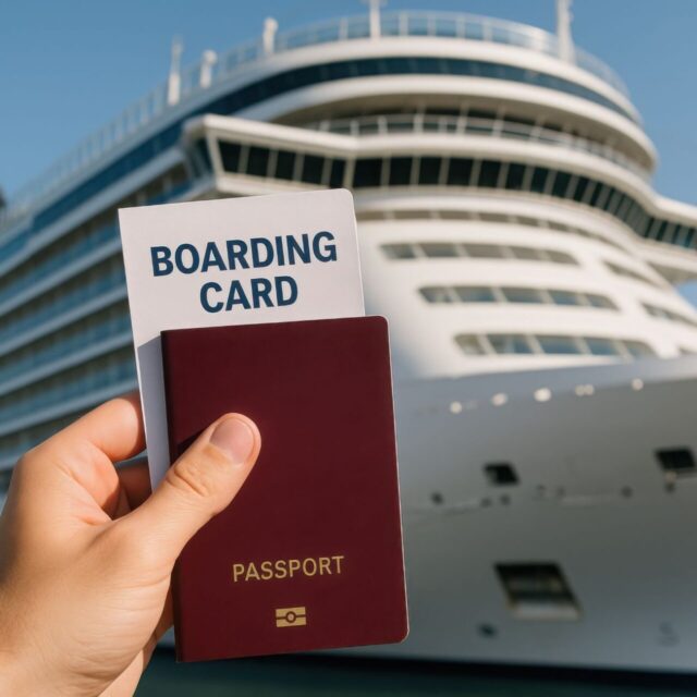 Bording Karte und Pass, Kreuzfahrtschiff
