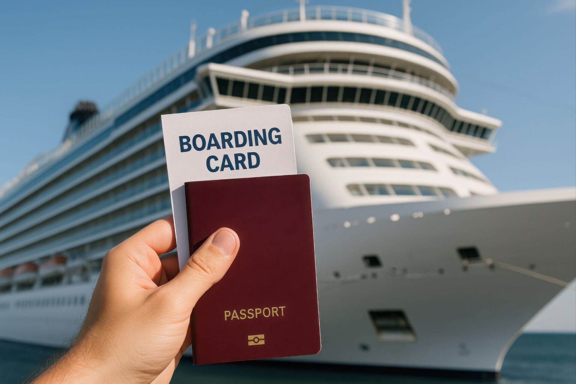 Bording Karte und Pass, Kreuzfahrtschiff
