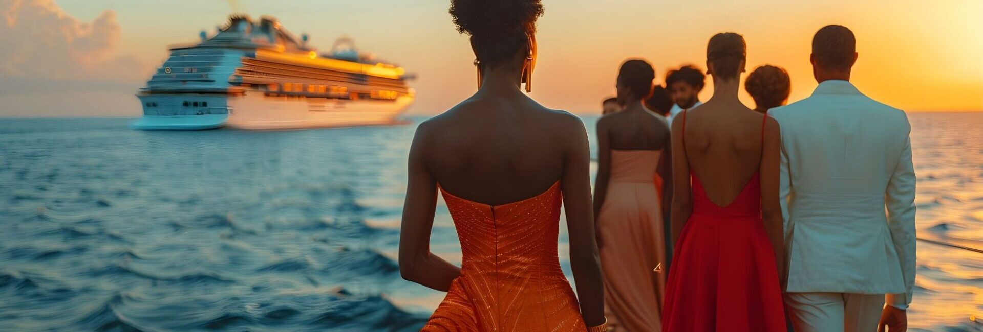 Menschen in Abendrobe, Kreuzfahrtschiff